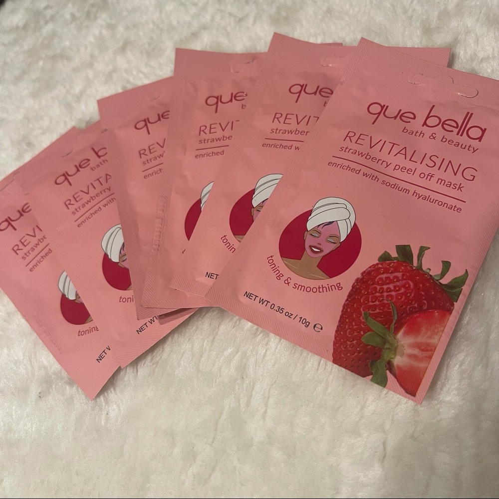 6 Pack Que Bella Revitalizing Strawberry Peel Off Face Mask - 0.35oz. 
New